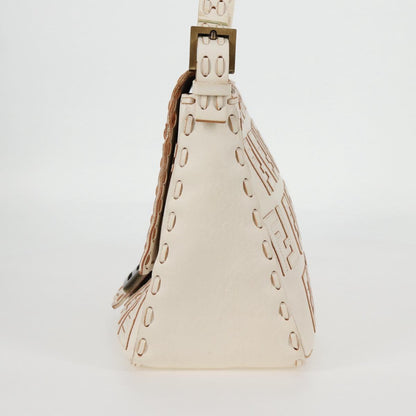 Fendi White Canvas Baguette