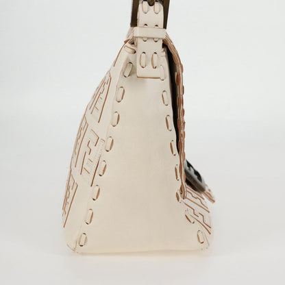Fendi White Canvas Baguette
