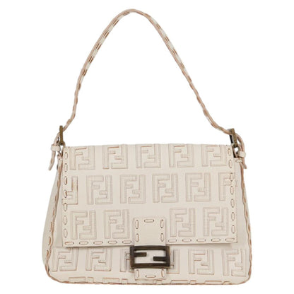 Fendi White Canvas Baguette