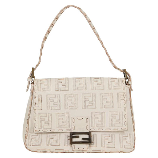 Fendi White Canvas Baguette