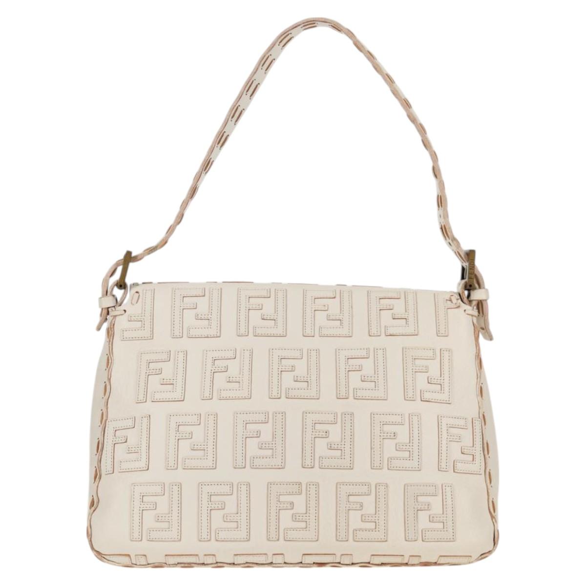 Fendi White Canvas Baguette