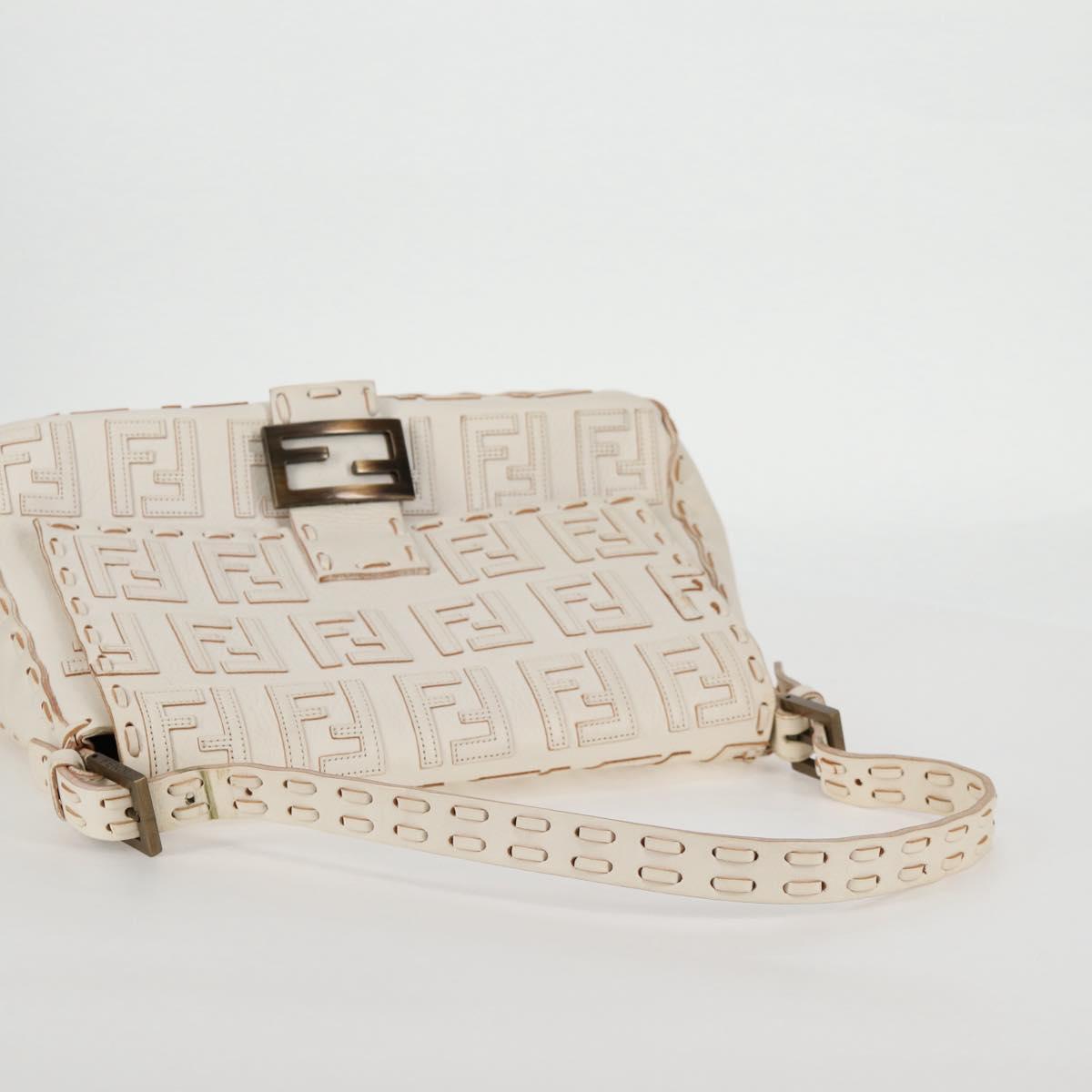 Fendi White Canvas Baguette