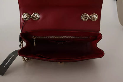 Dolce & Gabbana Pink Red Exotic Skins Gold Chain Purse Lucia Leather Bag