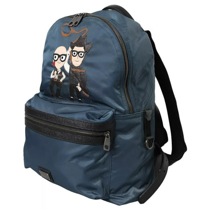 Dolce & Gabbana Blue Nylon #Dgfamily Patch Men Backpack Bag