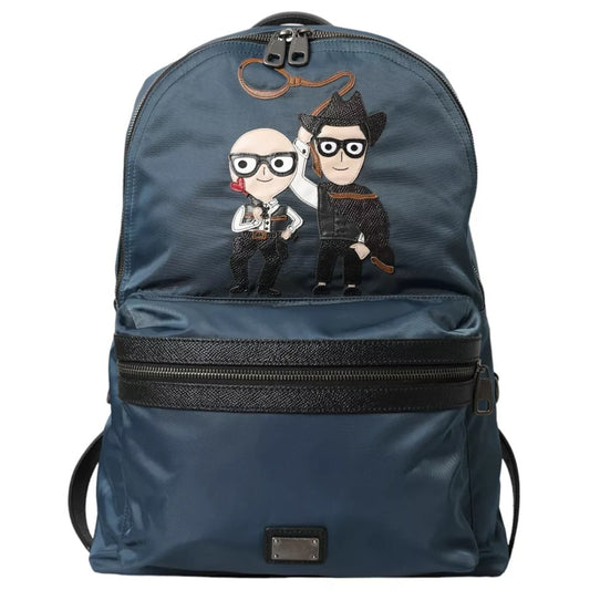 Dolce & Gabbana Blue Nylon #Dgfamily Patch Men Backpack Bag