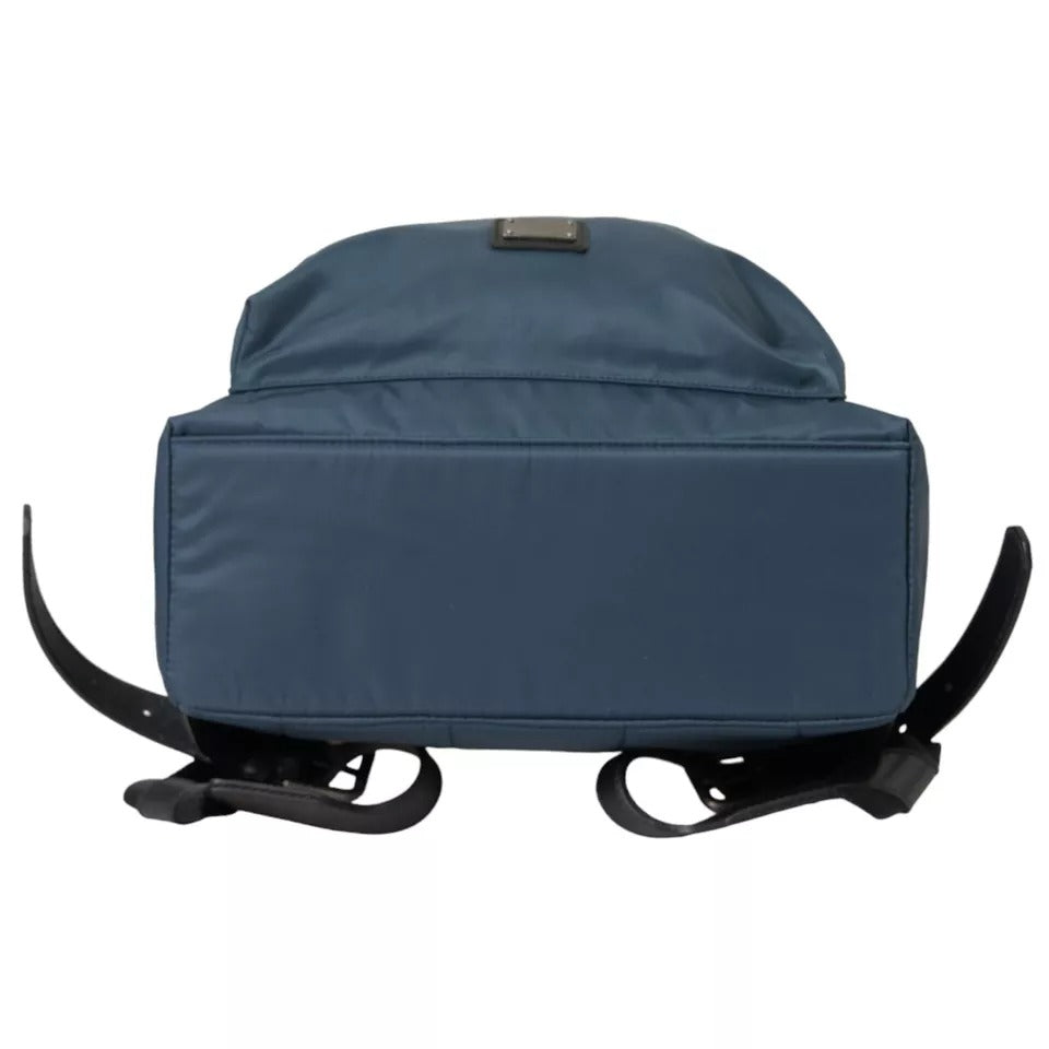 Dolce & Gabbana Blue Nylon #Dgfamily Patch Men Backpack Bag