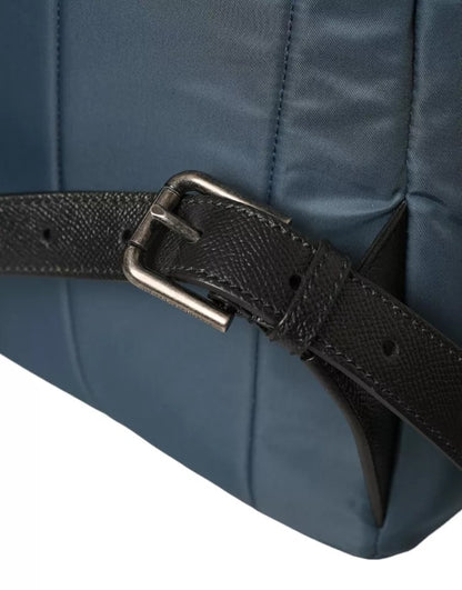 Dolce & Gabbana Blue Nylon #Dgfamily Patch Men Backpack Bag