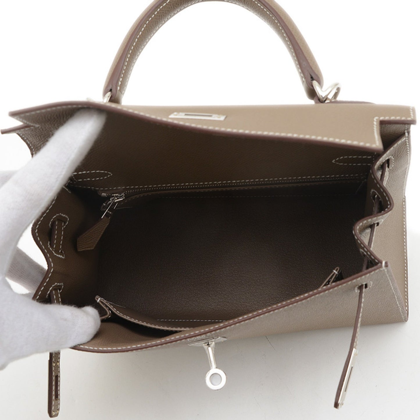 Hermès Gray Leather Kelly 25