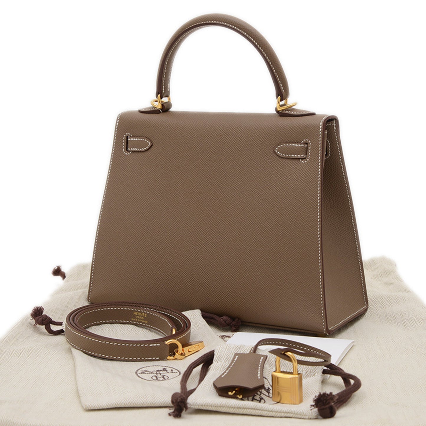 Hermès Gray Leather Kelly 25