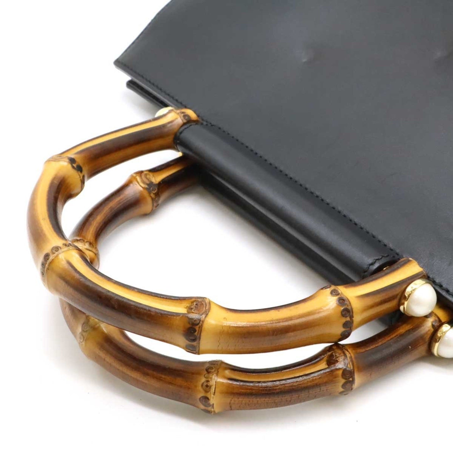 Gucci Black Leather Bamboo