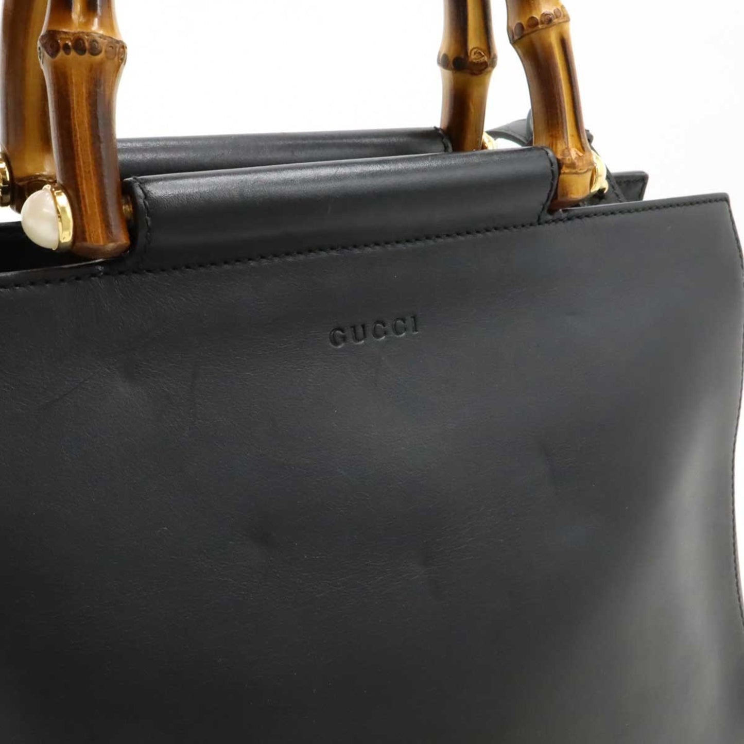 Gucci Black Leather Bamboo
