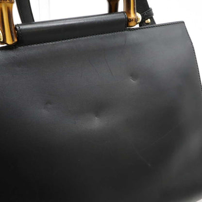 Gucci Black Leather Bamboo