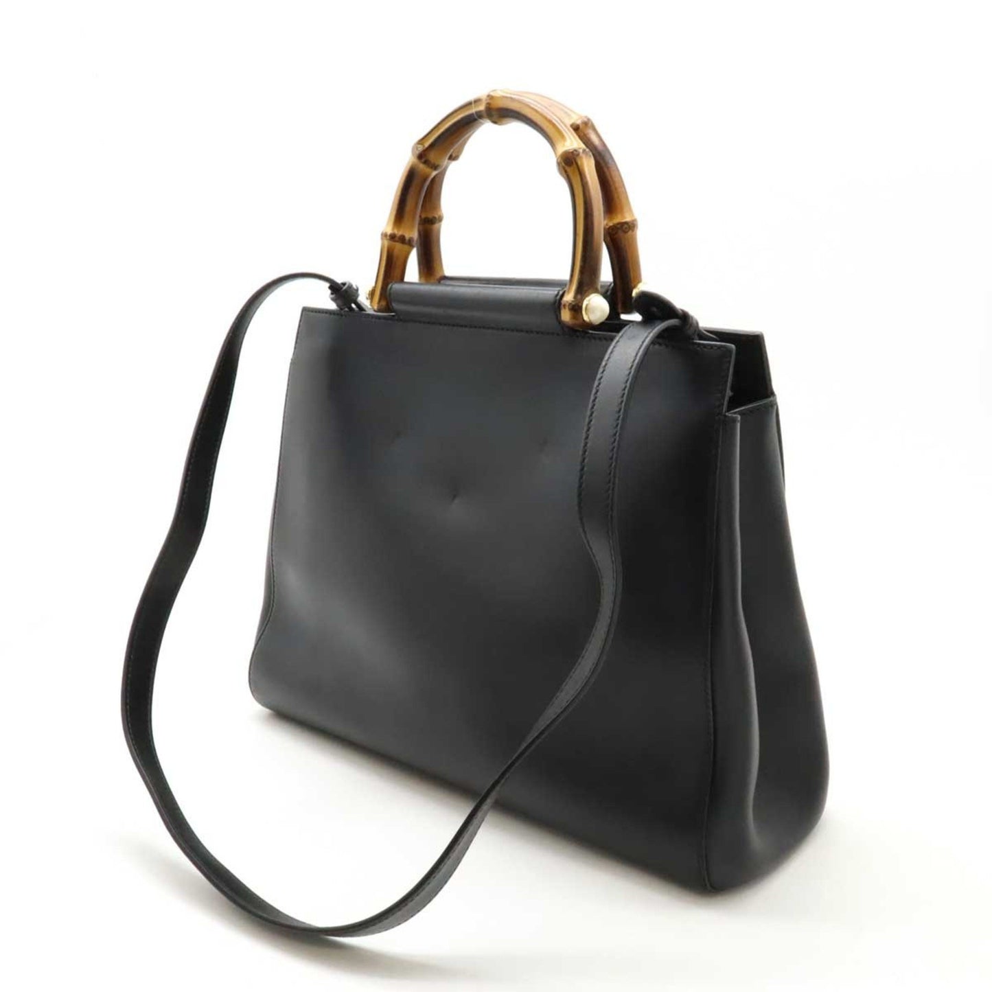 Gucci Black Leather Bamboo