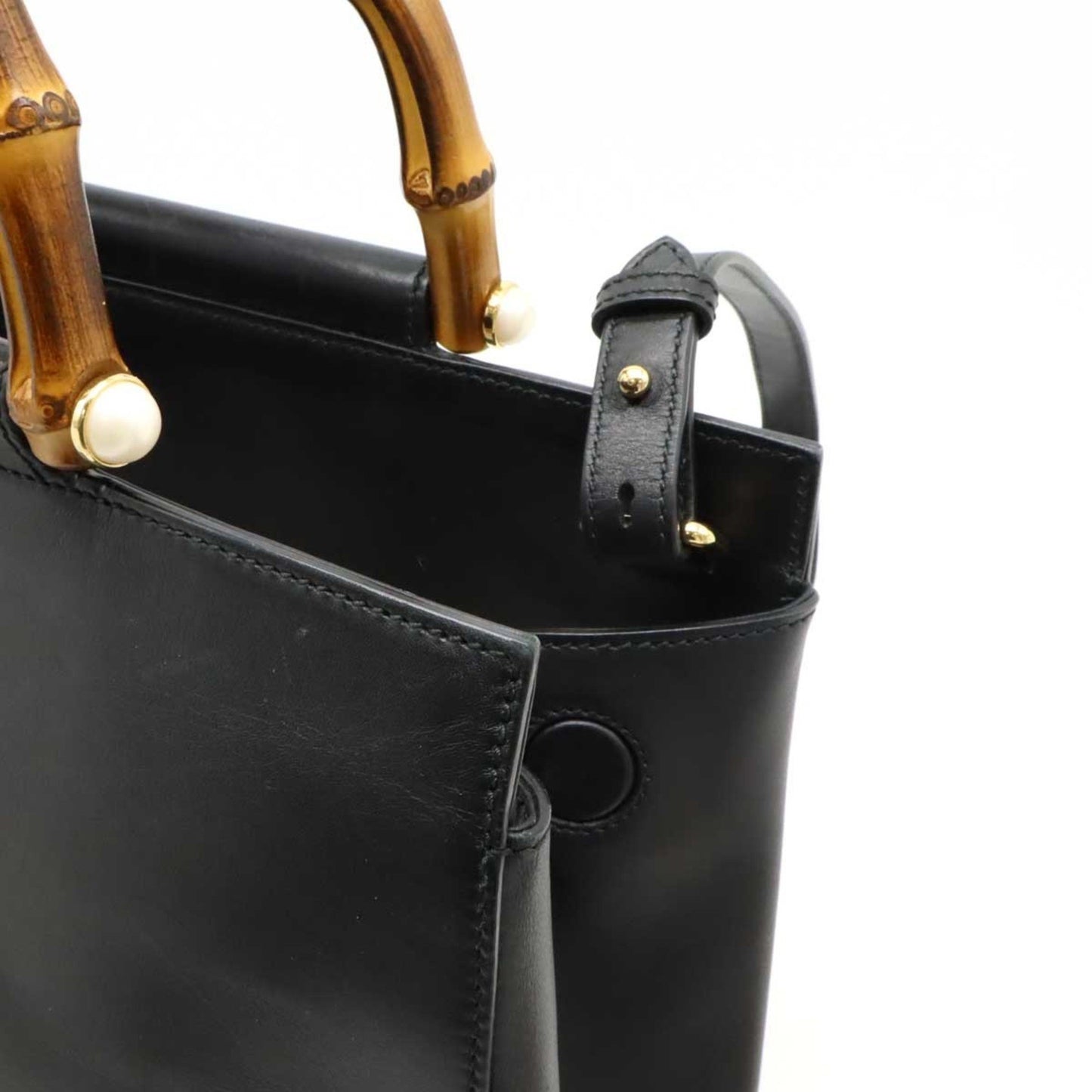 Gucci Black Leather Bamboo