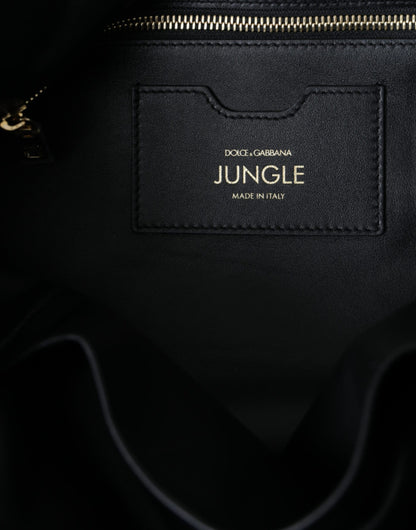Dolce & Gabbana Black Leather Jungle Quilted Shopping Tote Bag