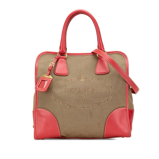 Prada Brown Canvas Saffiano