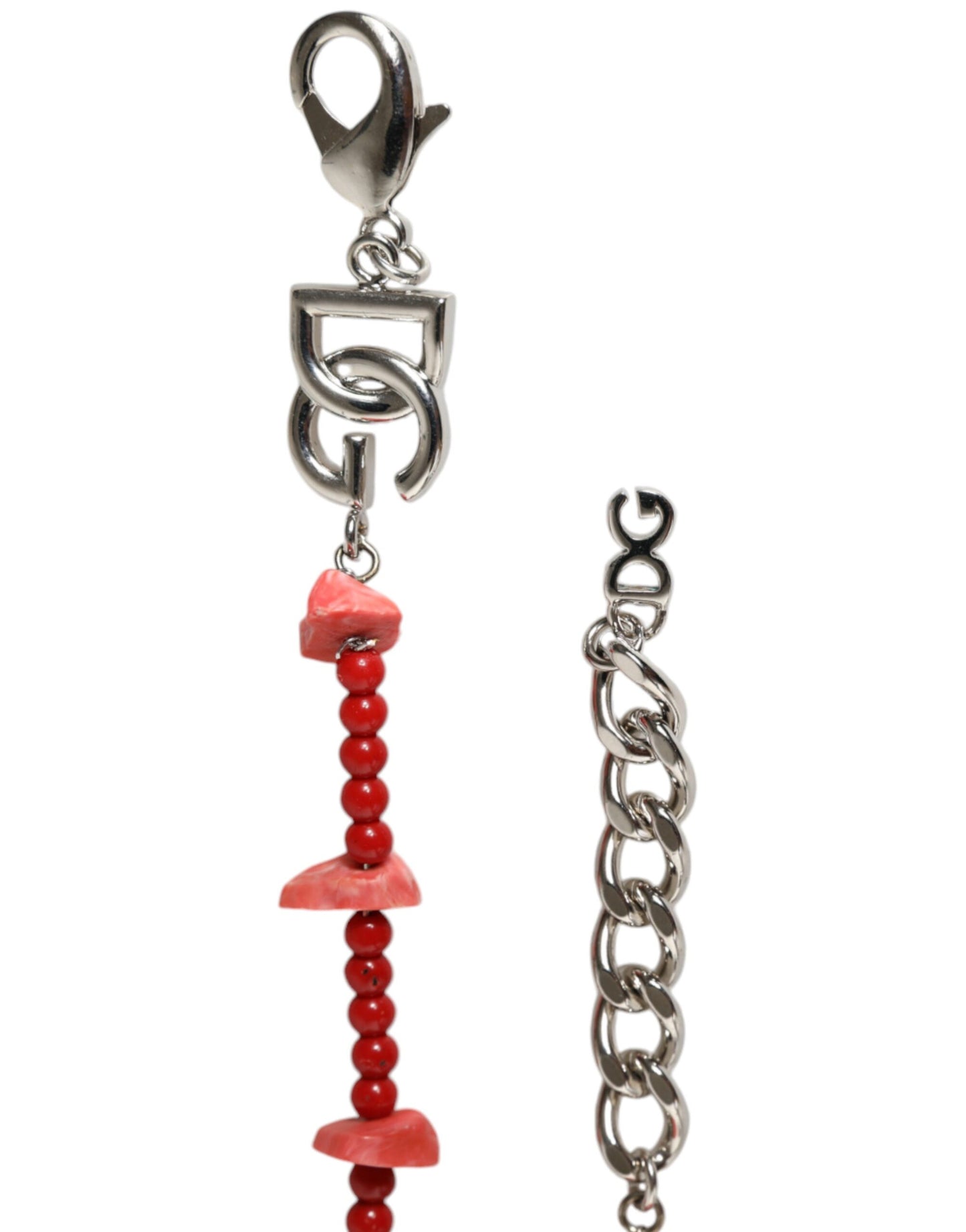 Dolce & Gabbana Silver Tone Brass Beaded Resin Dg Logo Chain Bracelet
