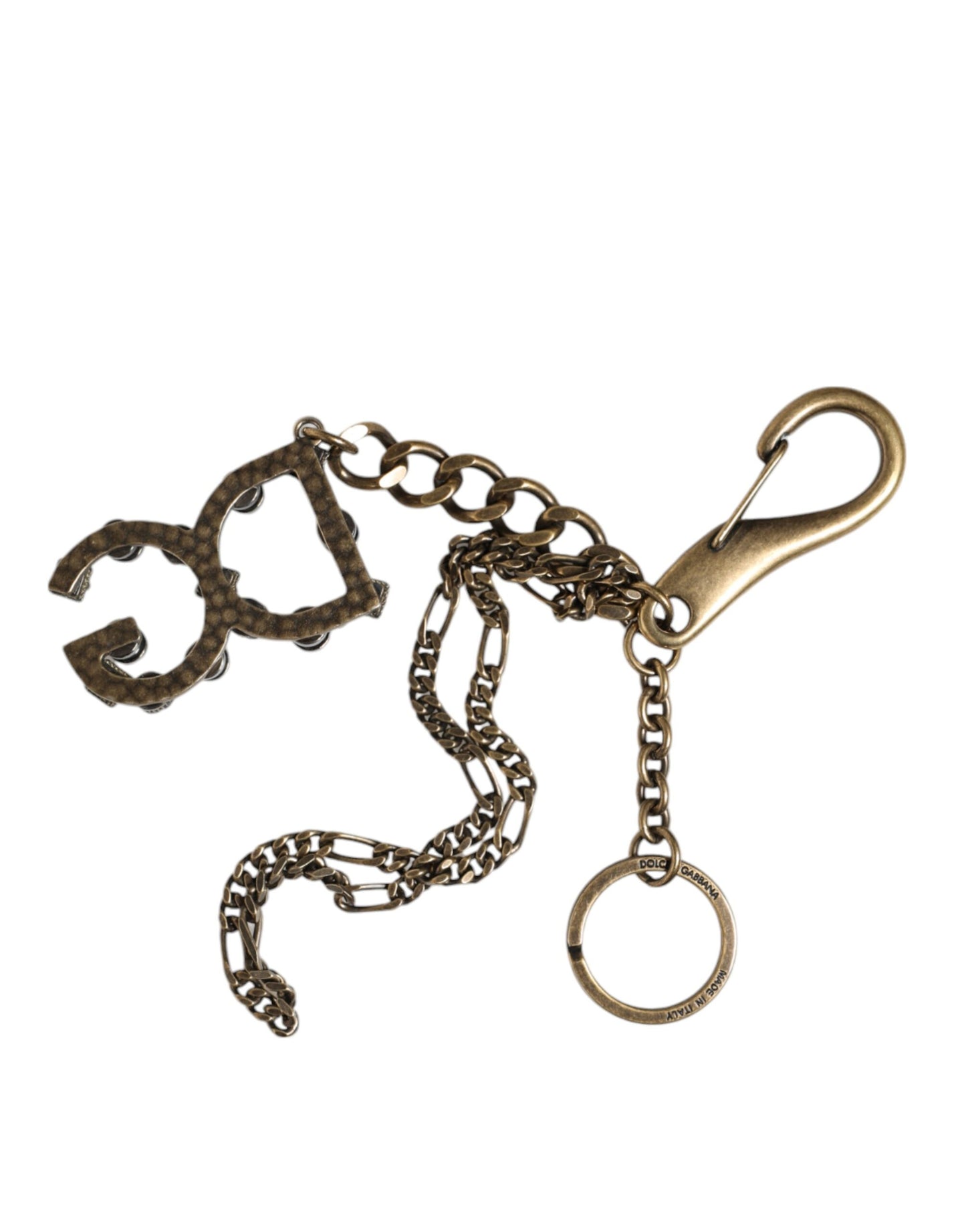 Dolce & Gabbana Silver Tone Metal Dg Logo Crystal Keychain Keyring