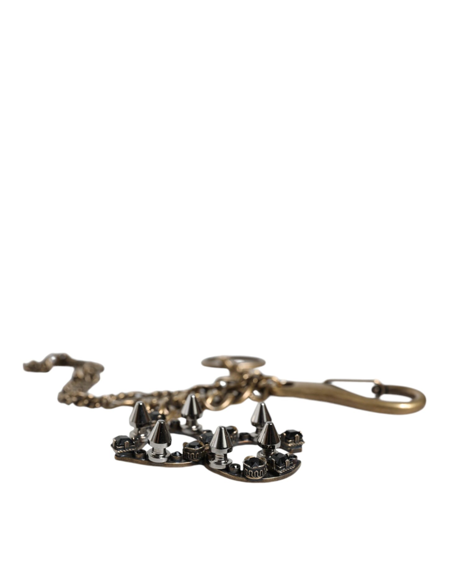 Dolce & Gabbana Silver Tone Metal Dg Logo Crystal Keychain Keyring