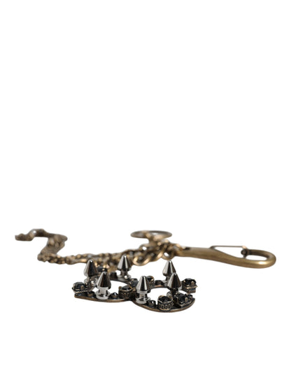 Dolce & Gabbana Silver Tone Metal Dg Logo Crystal Keychain Keyring
