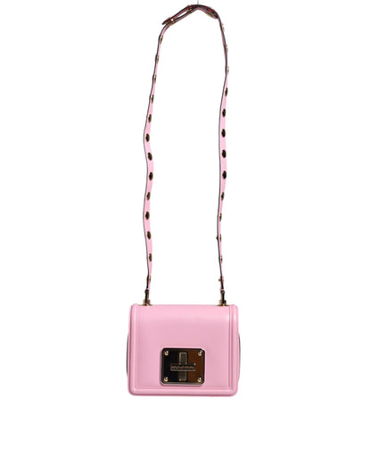 Dolce & Gabbana Baby Pink Lola Leather Studded Crossbody Strap Bag