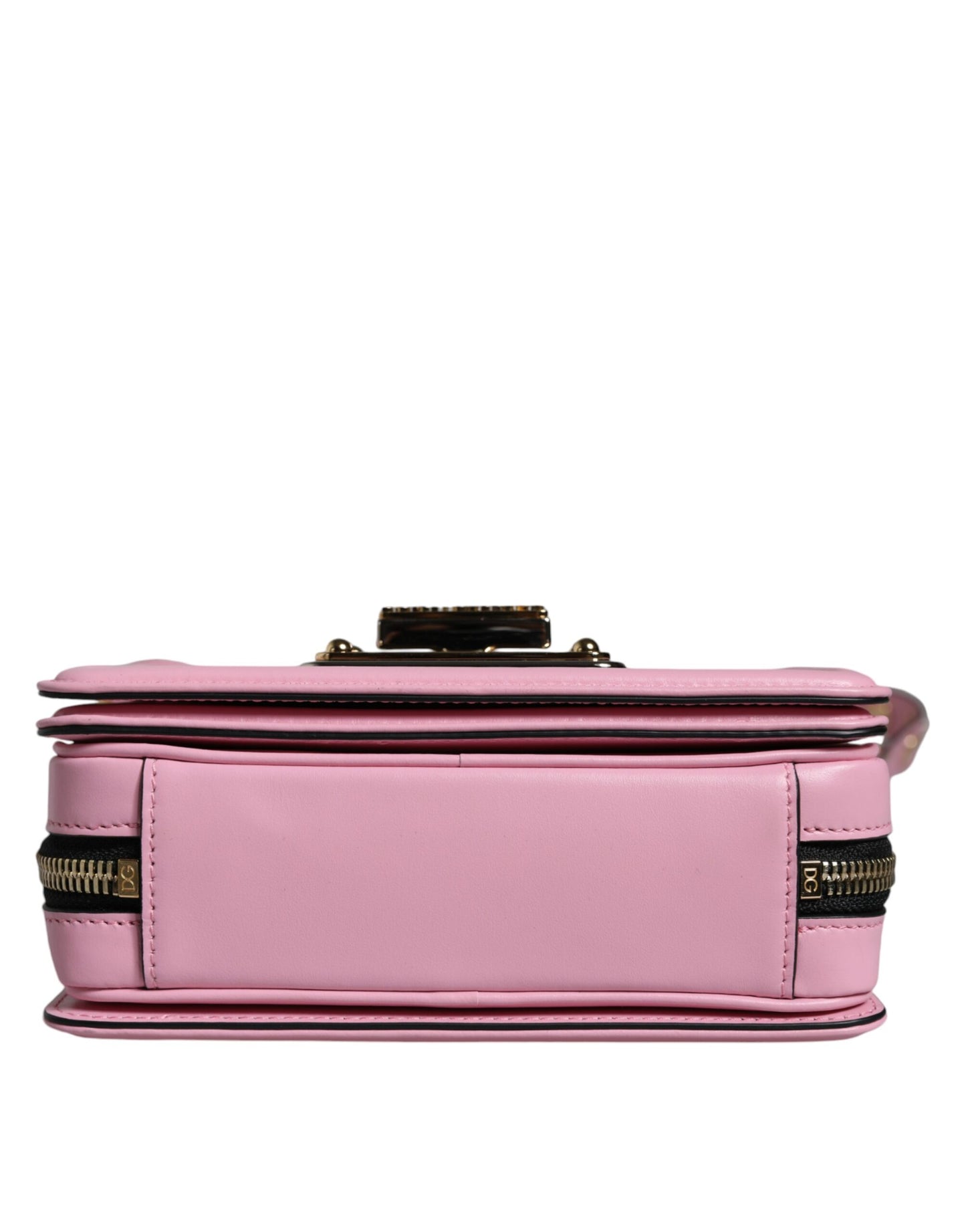Dolce & Gabbana Baby Pink Lola Leather Studded Crossbody Strap Bag