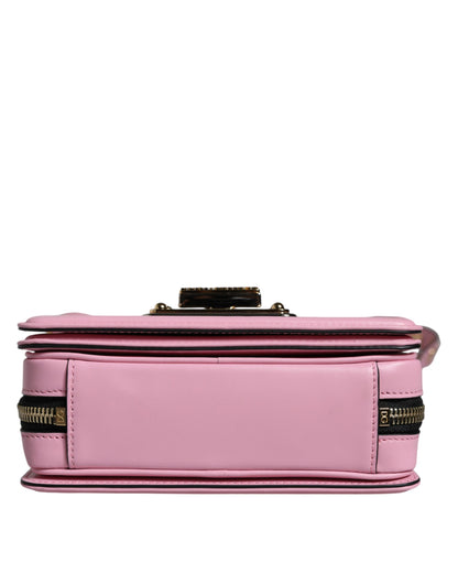 Dolce & Gabbana Baby Pink Lola Leather Studded Crossbody Strap Bag