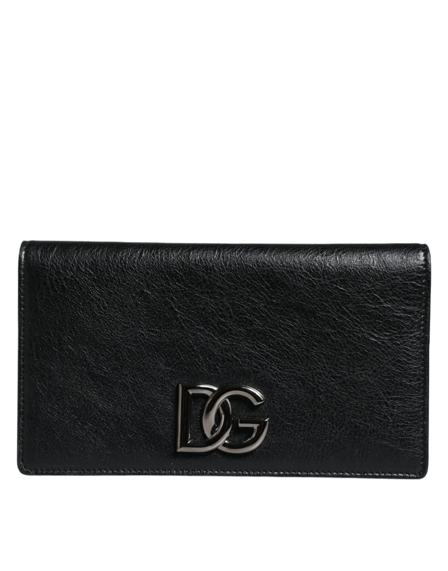 Dolce & Gabbana Black Leather Dg Logo Bifold Card Slot Crossbody Bag