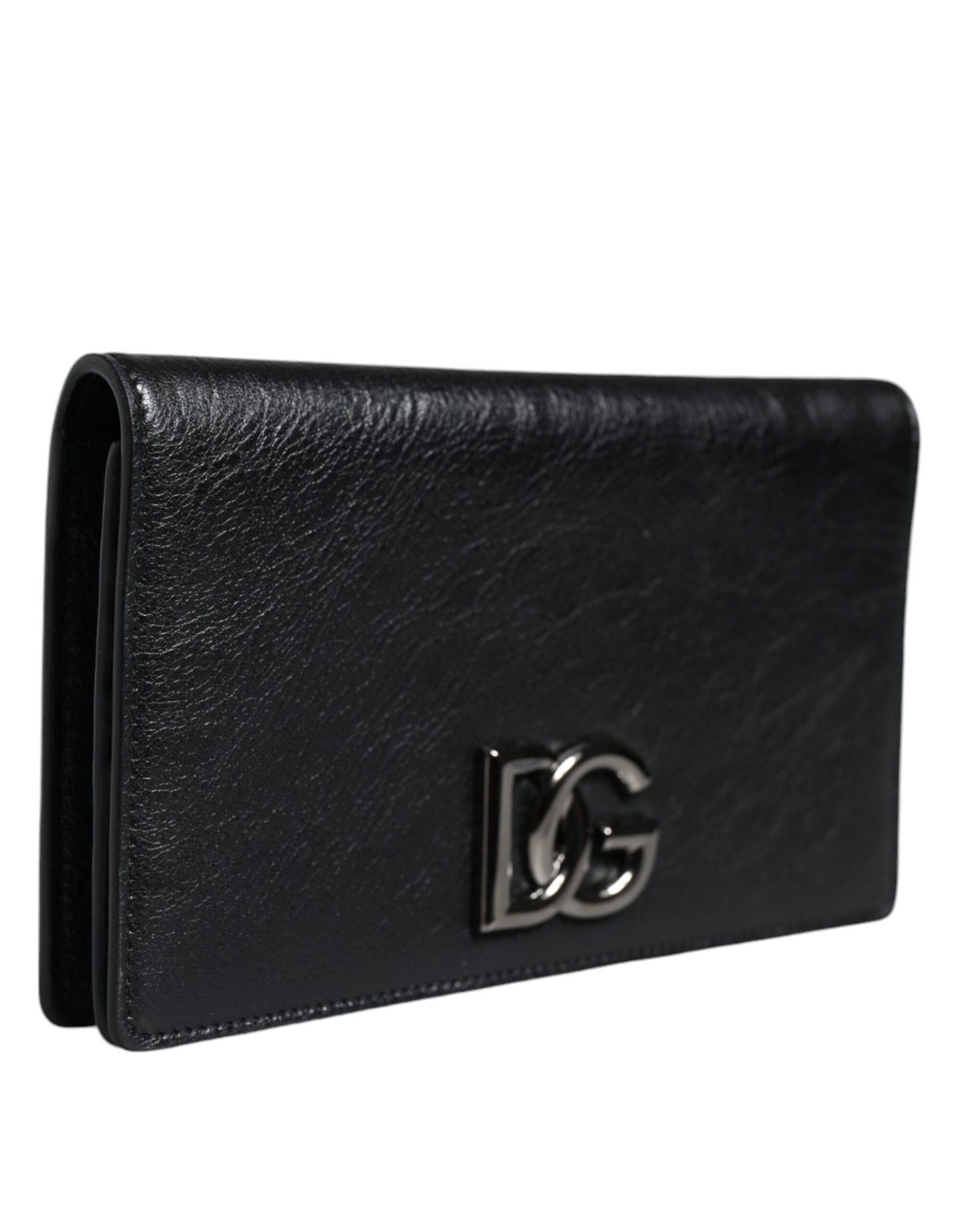 Dolce & Gabbana Black Leather Dg Logo Bifold Card Slot Crossbody Bag
