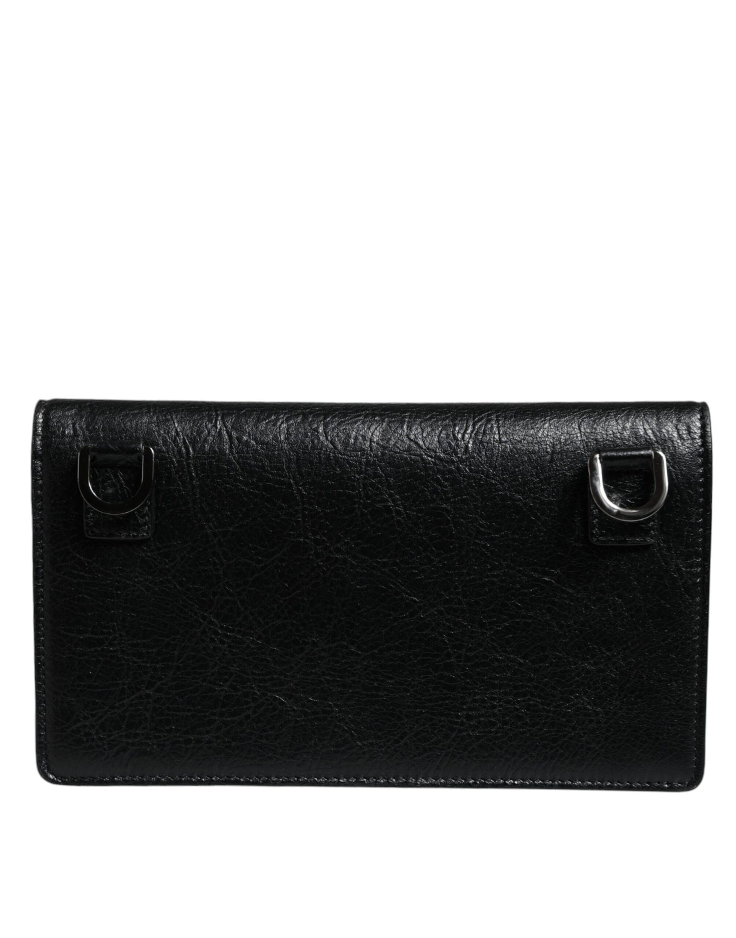 Dolce & Gabbana Black Leather Dg Logo Bifold Card Slot Crossbody Bag