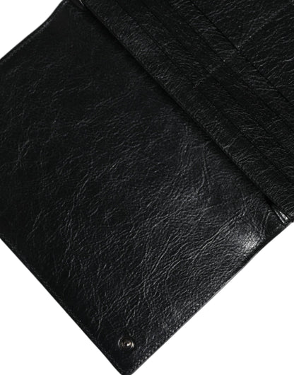 Dolce & Gabbana Black Leather Dg Logo Bifold Card Slot Crossbody Bag