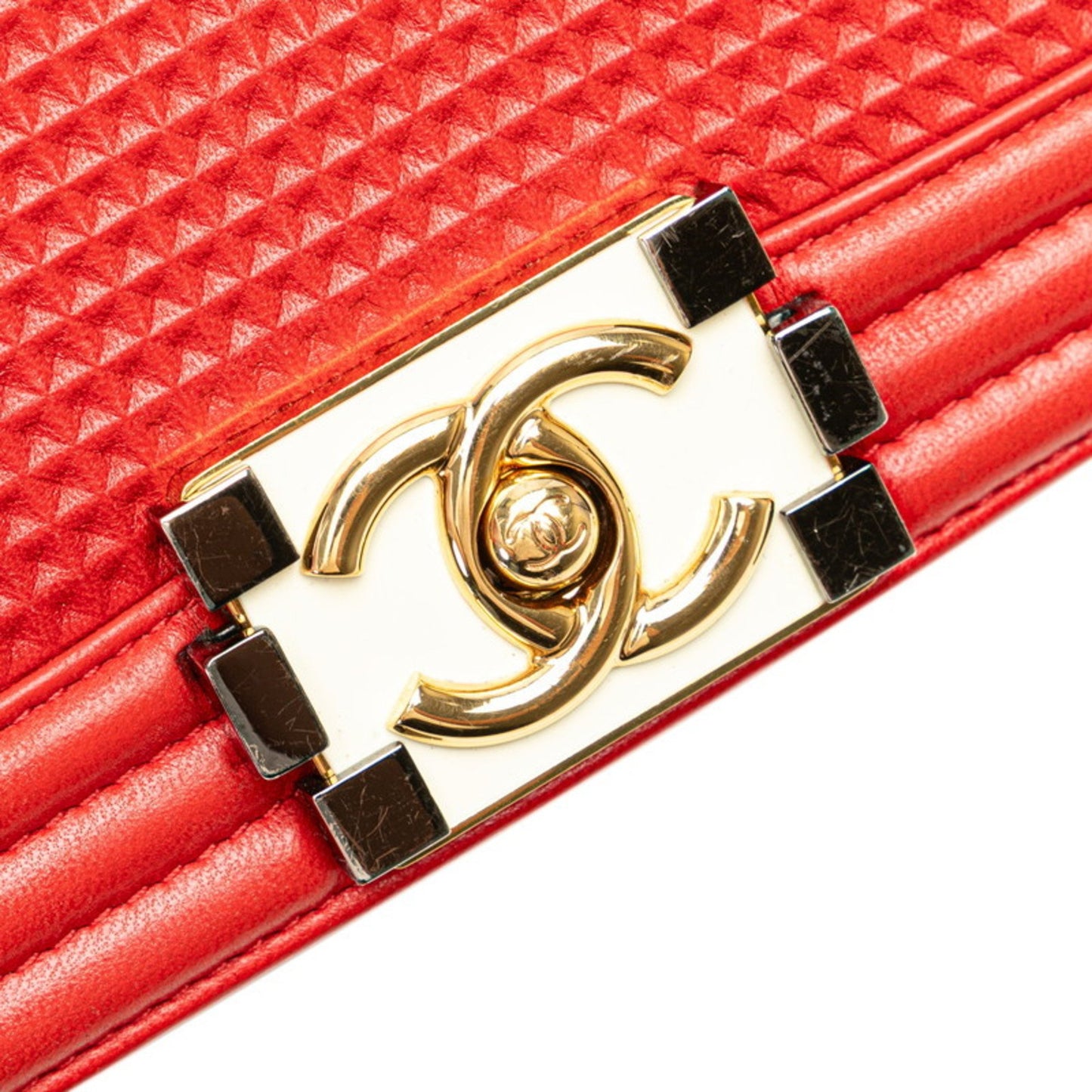 Chanel Red Leather Boy