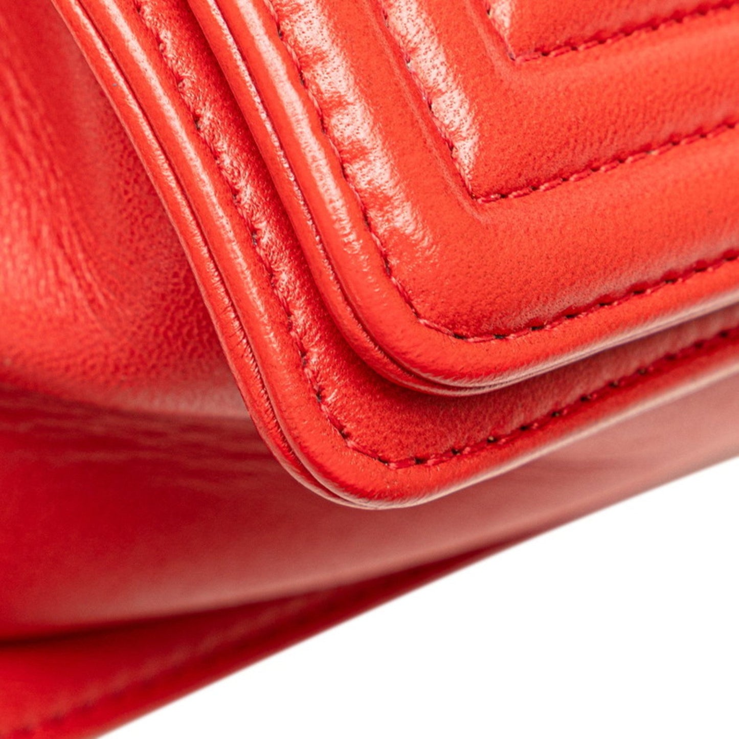 Chanel Red Leather Boy