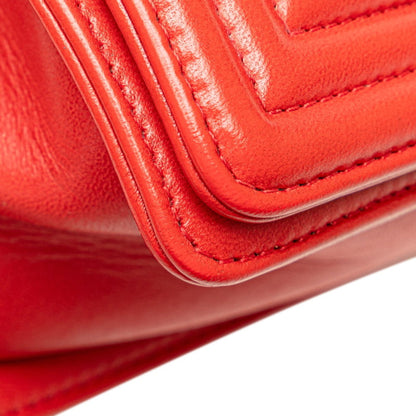Chanel Red Leather Boy