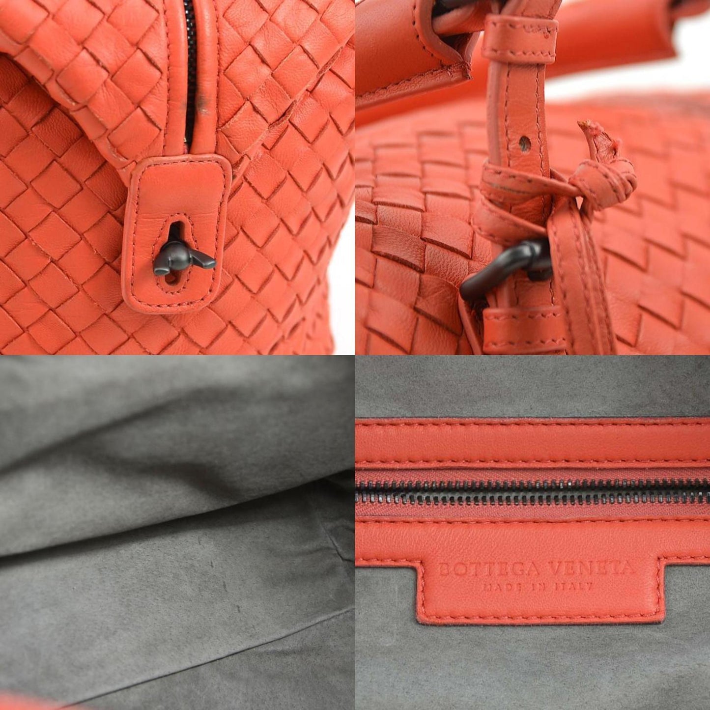 Bottega Veneta Orange Leather Intrecciato