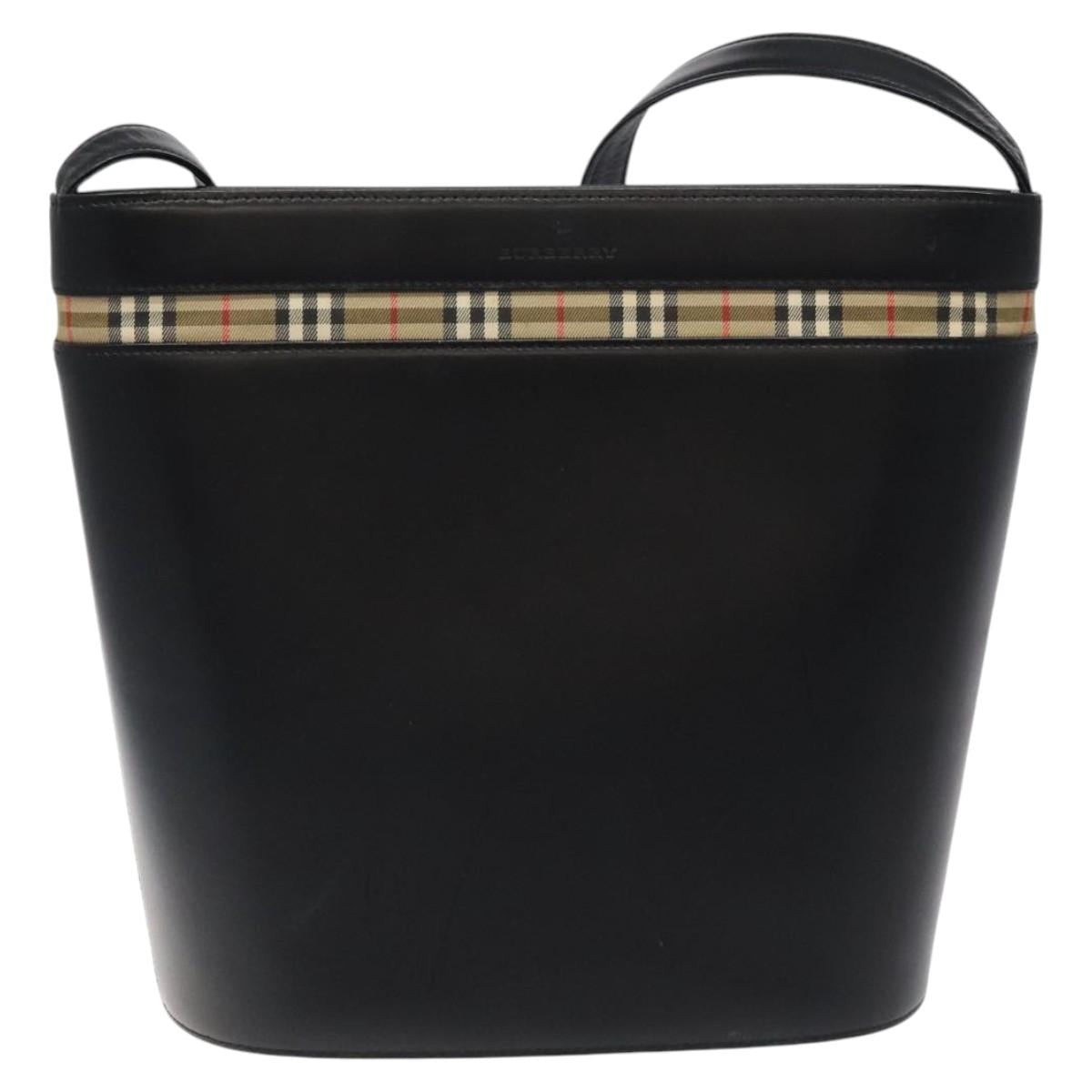 Burberry Black Leather House Check