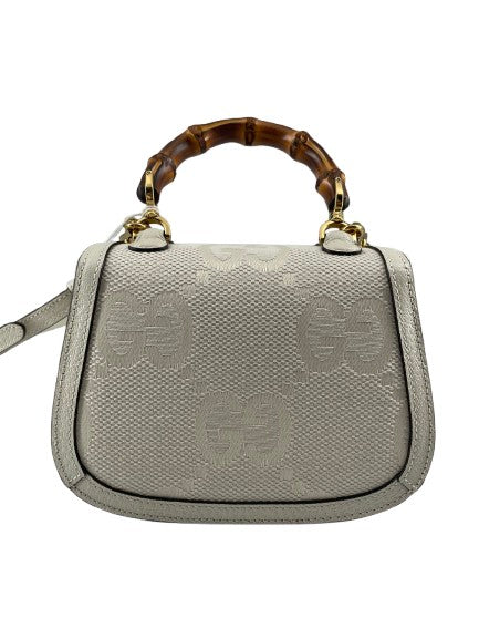 Gucci White Canvas Bamboo