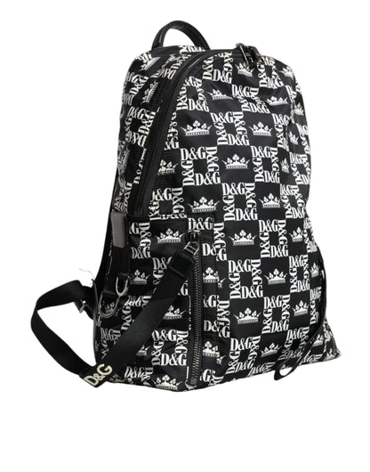 Dolce & Gabbana Black White Dg Crown Logo Nylon Backpack Bag