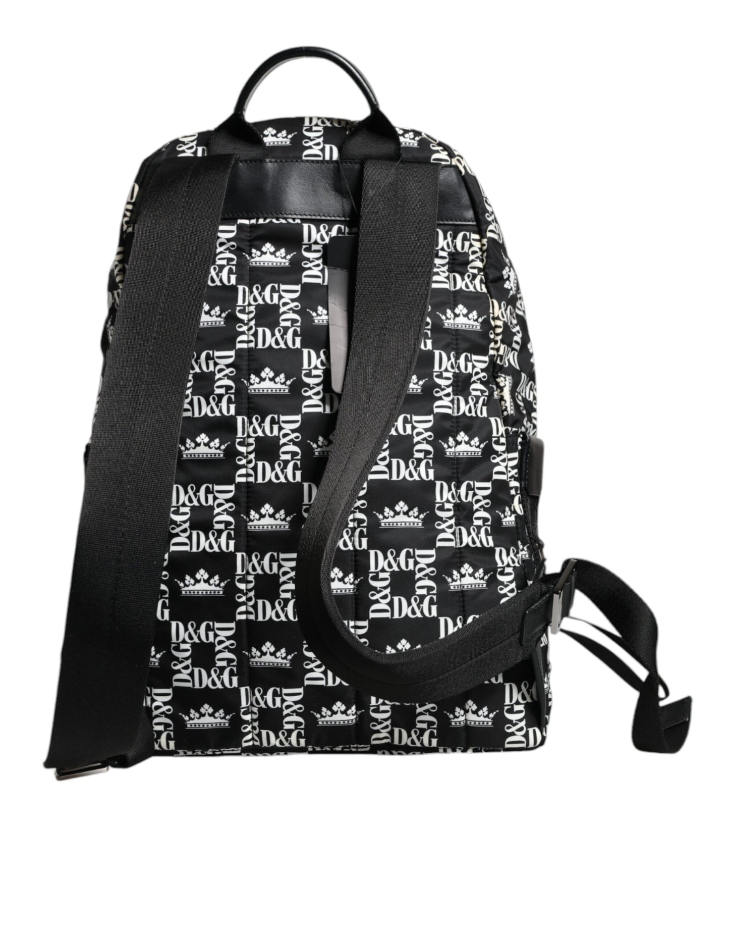 Dolce & Gabbana Black White Dg Crown Logo Nylon Backpack Bag