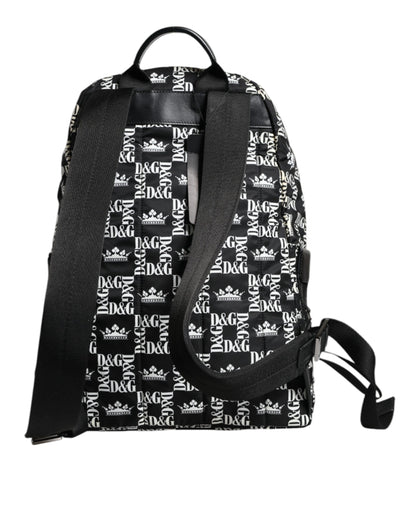 Dolce & Gabbana Black White Dg Crown Logo Nylon Backpack Bag