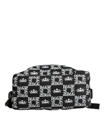 Dolce & Gabbana Black White Dg Crown Logo Nylon Backpack Bag