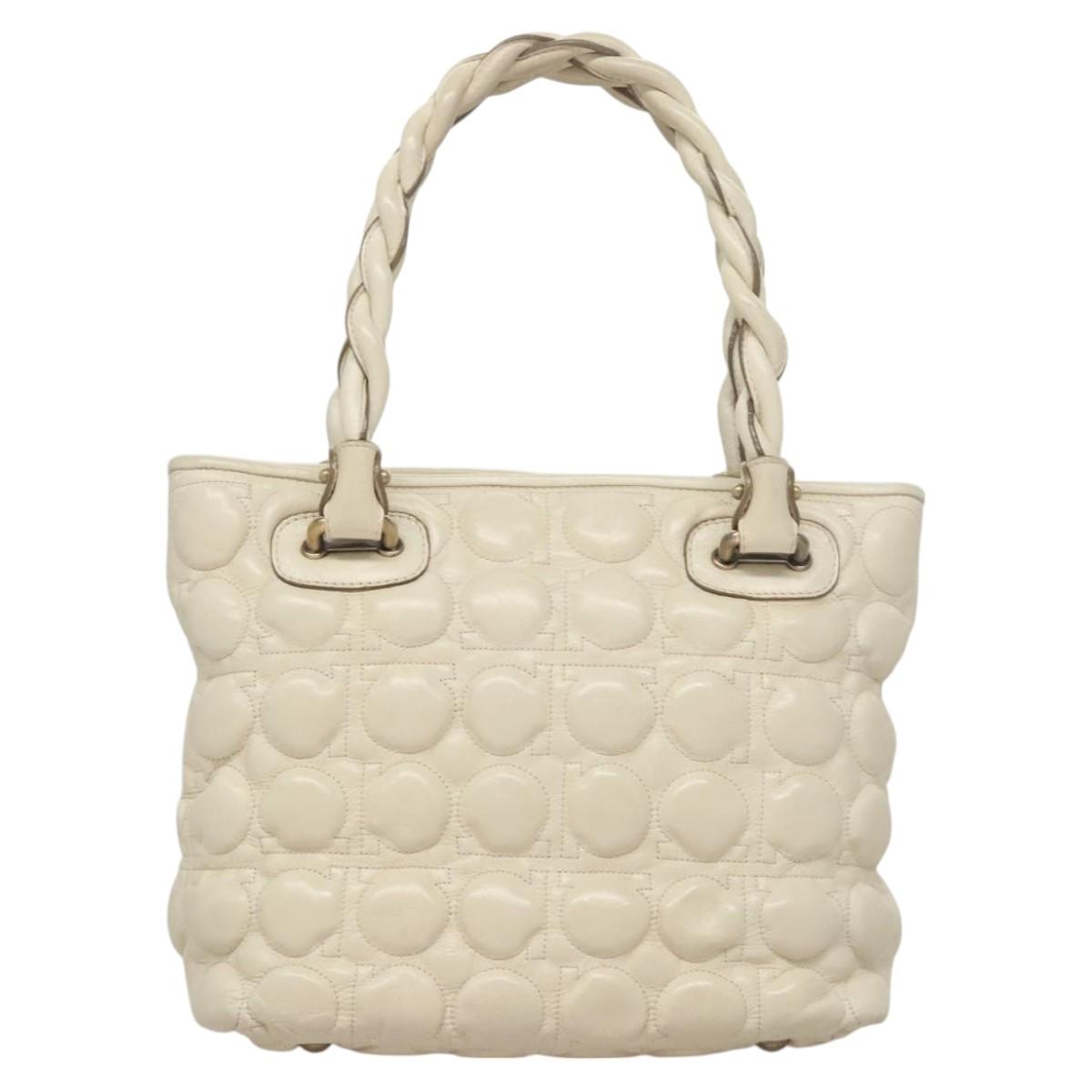 Salvatore Ferragamo White Leather Gancini