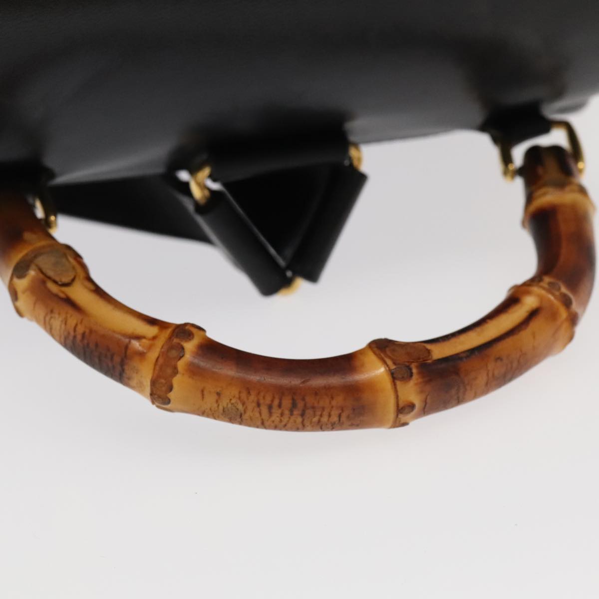 Gucci Black Leather Bamboo