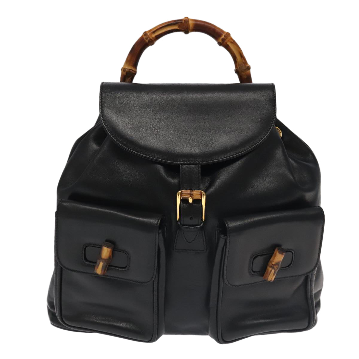 Gucci Black Leather Bamboo