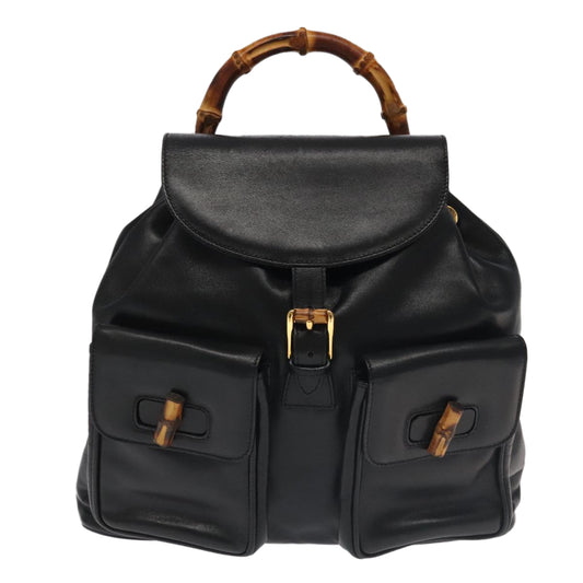 Gucci Black Leather Bamboo