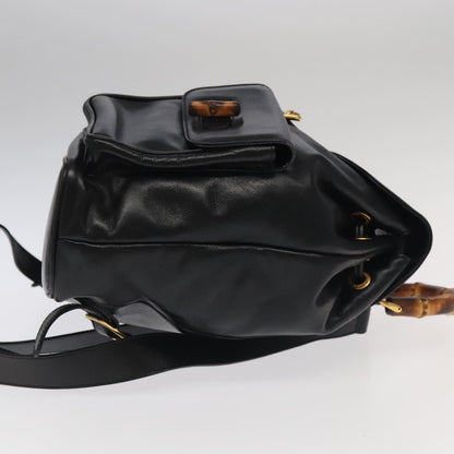 Gucci Black Leather Bamboo