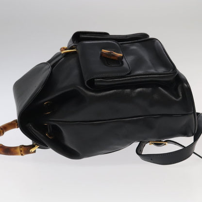 Gucci Black Leather Bamboo