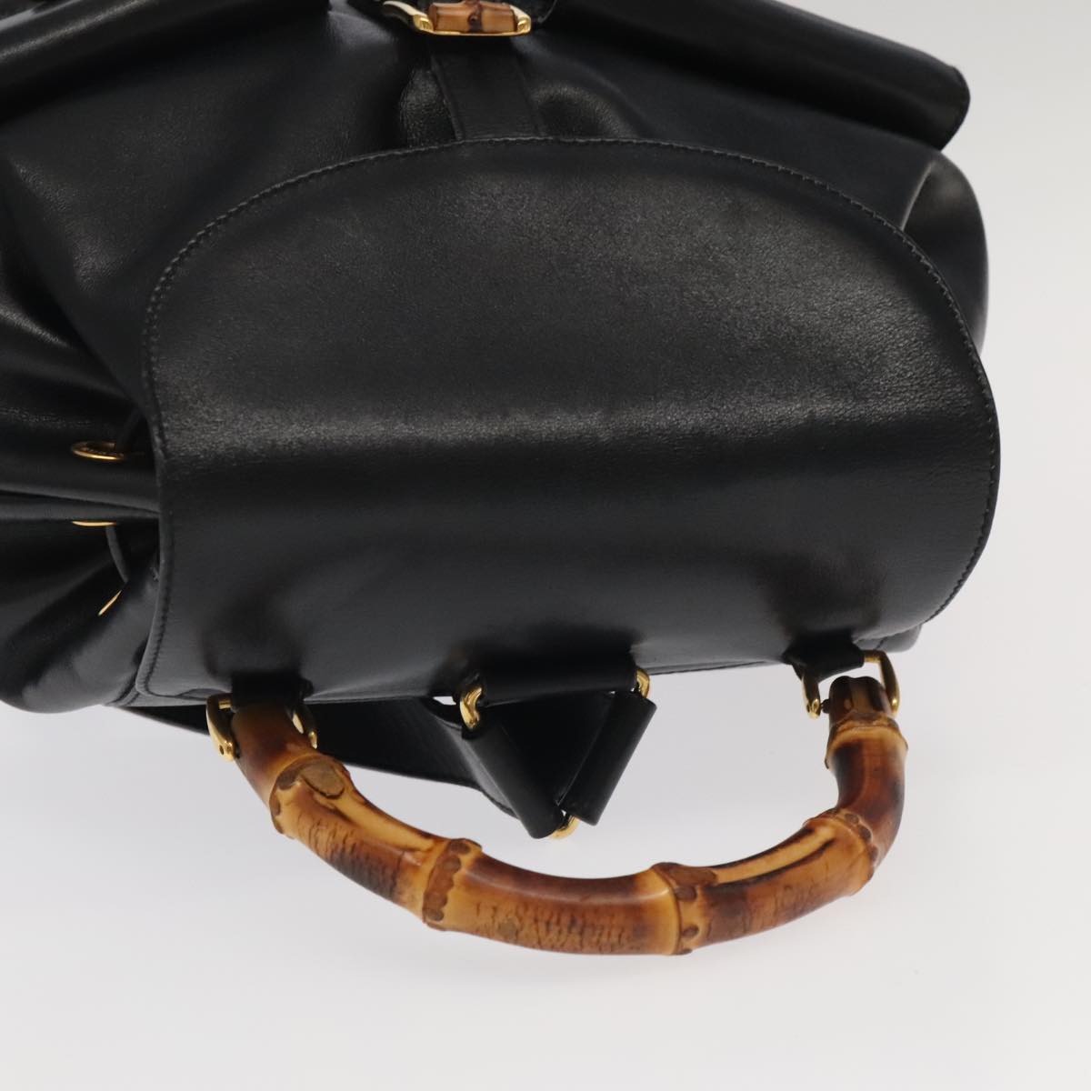 Gucci Black Leather Bamboo