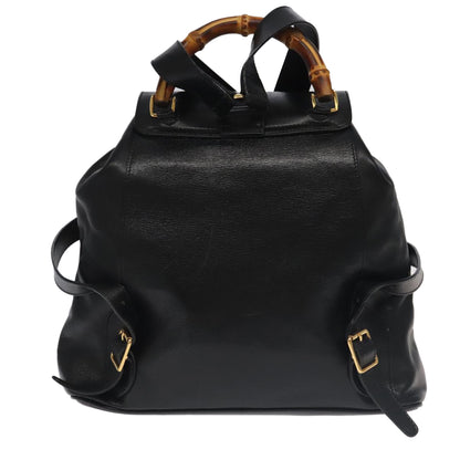 Gucci Black Leather Bamboo