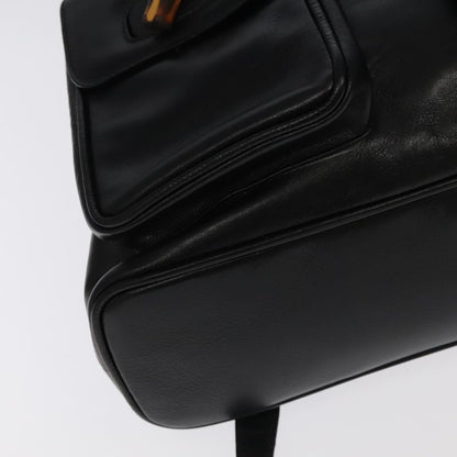 Gucci Black Leather Bamboo